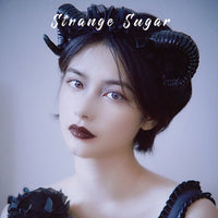 Independent Brand - Demon Horn Headband - Black Lace Trim - Black horn lace headband