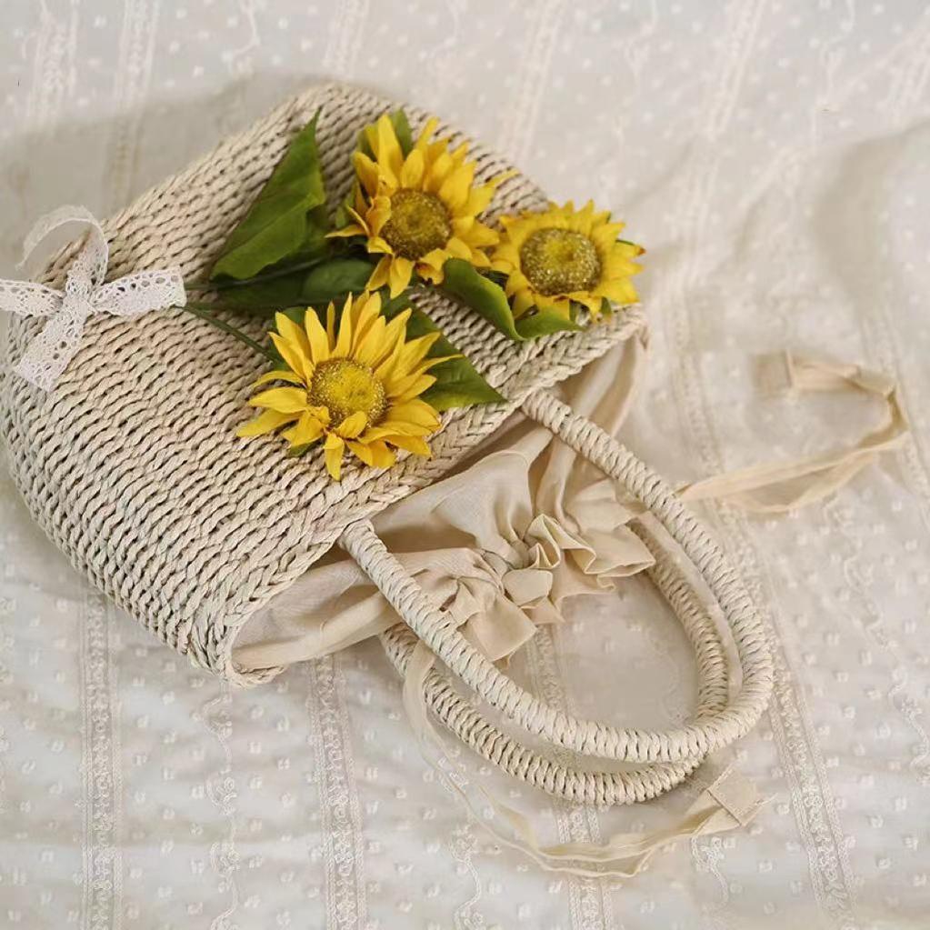 Xiaogui - Daily Lolita Bag Sunflower Straw - Shopping Bag Bag