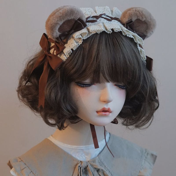 Original Handmade Bear Headband Lolita KC BNT Animal Ear Coffee Color