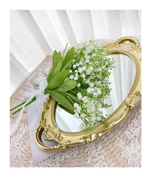 French Country Lolita Handmade Lily of the Valley Forest Style Bowknot Bnt Flat Hat Straw Hat Photo Shoot Catwalk Cla