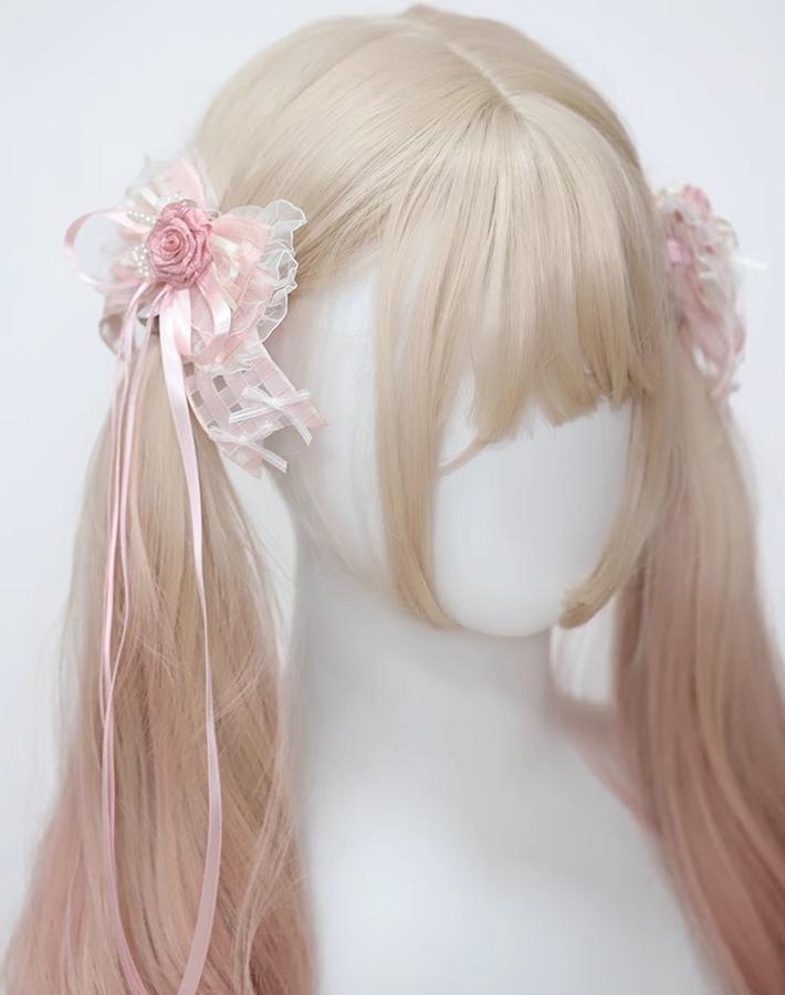 Her Vintage Society - Satin Pink Ballet - Hair Accessories and Flat Hat with Hand-Rolled Roses - option image