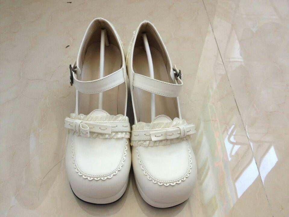The Seventh Sense - Bow Lace - Lolita Shoes with a square toe - product detail 8