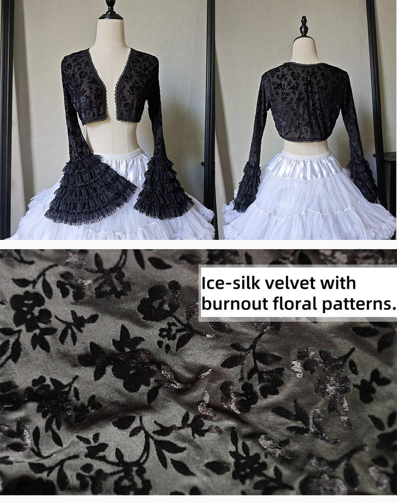 Six-Panel Gothic Lolita JSK Dress, Tiered Ruffles Bolero Only S