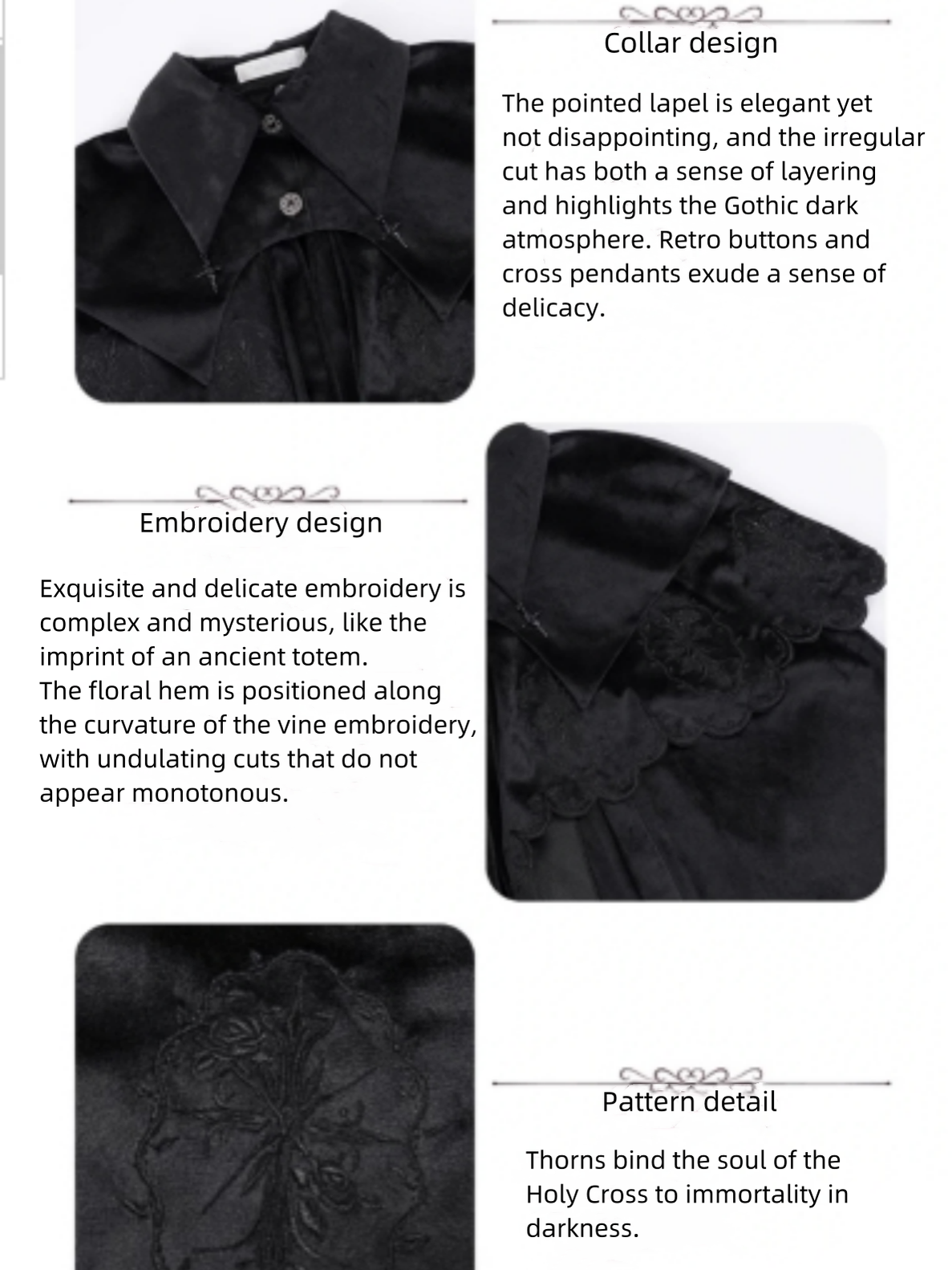 With PUJI - Pilgrim - Black Gothic Lolita Cape, Detachable 2-Piece