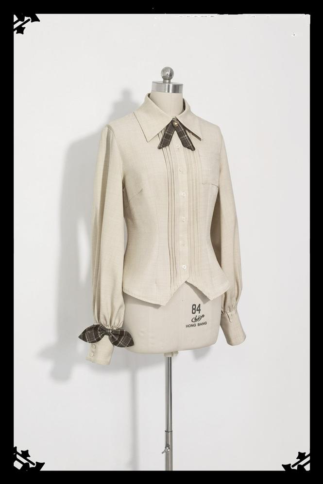 Secret Morning Post - Coffee Retro Ouji Fshion Vest Set S Blouse