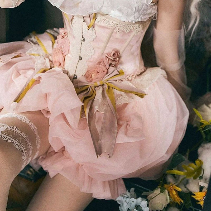 Cloud Puff Organza Lolita Bloomer Petticoat - pink colour