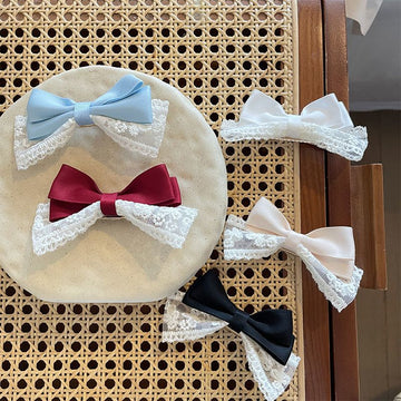 Handmade - Ballet Lace Bow - Hair Tie, Clip or Brooch