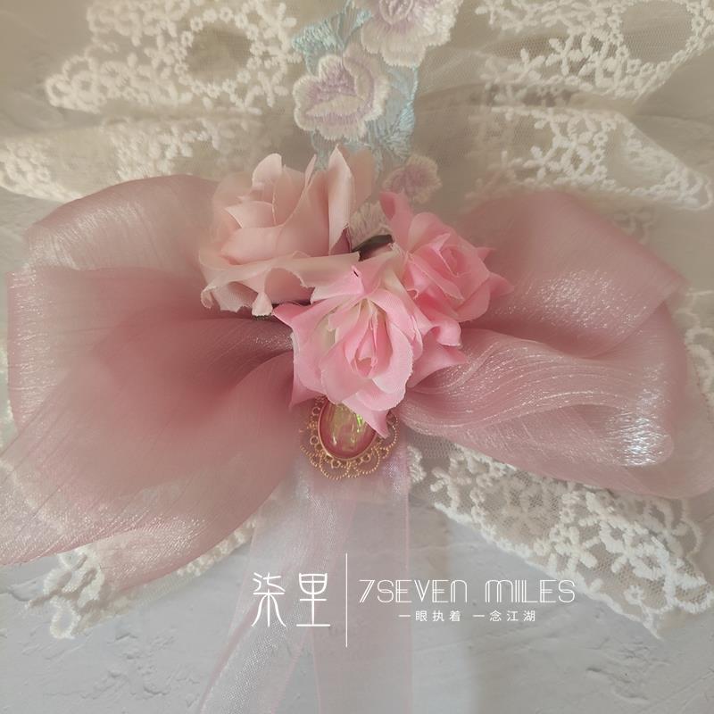 Handmade Classical Lolita Bridal Embroidery Lace Flower Lace Bow Hairband Hair Accessory