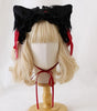 Schwarze Katzenohren + dunkelrotes Stirnband