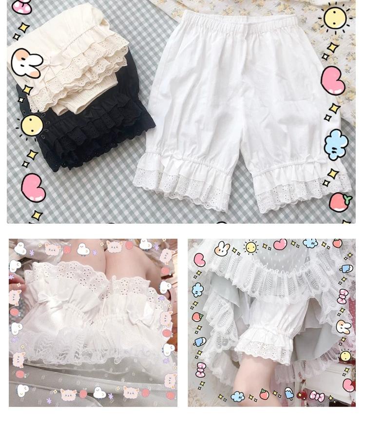 Candy Sweet - Elastic Waist - Cotton bloomers with ruffled leg hems - product detail 4