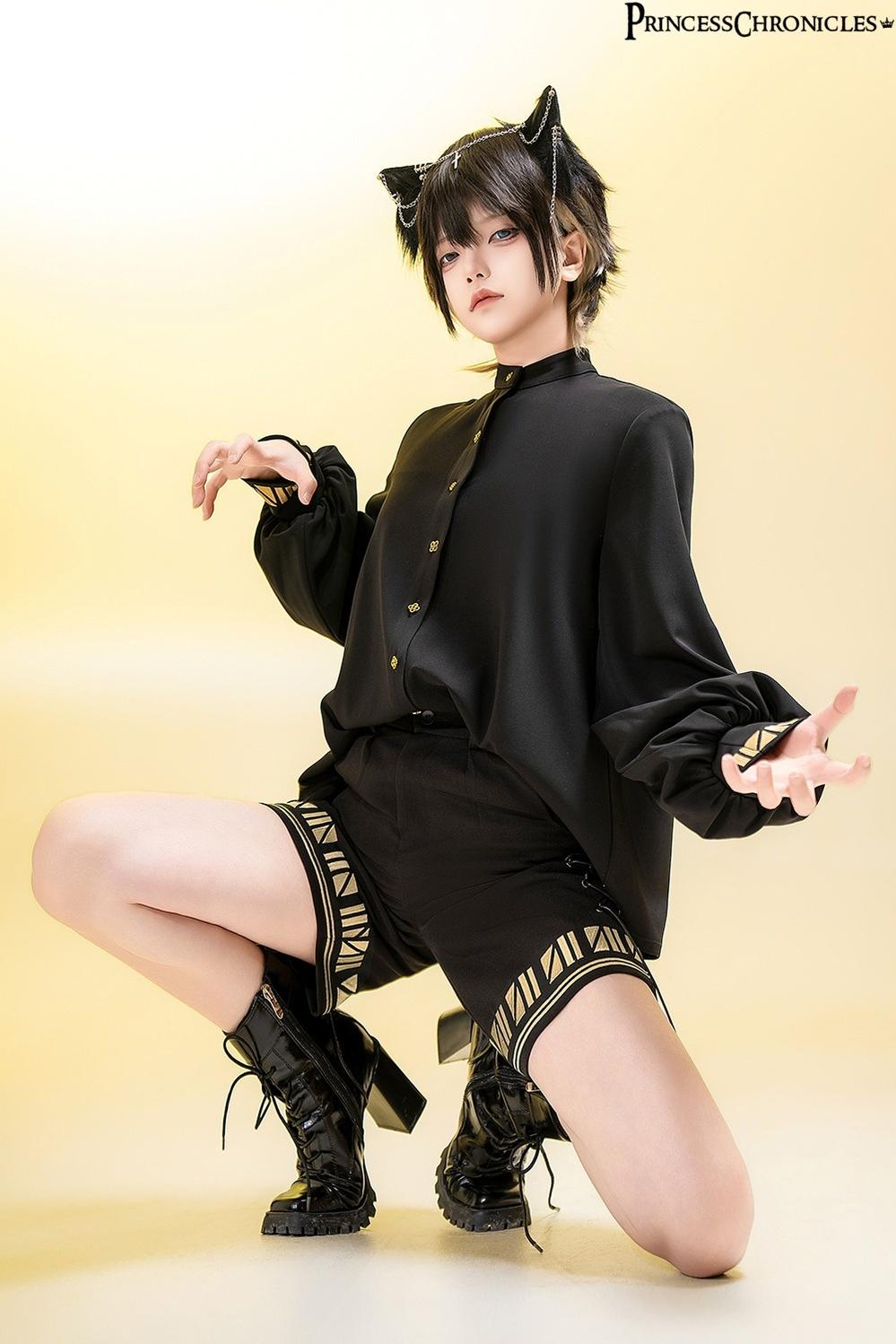 Princess Chronicles - Black Cat - Ouji Lolita Shirt Vintage Blouse