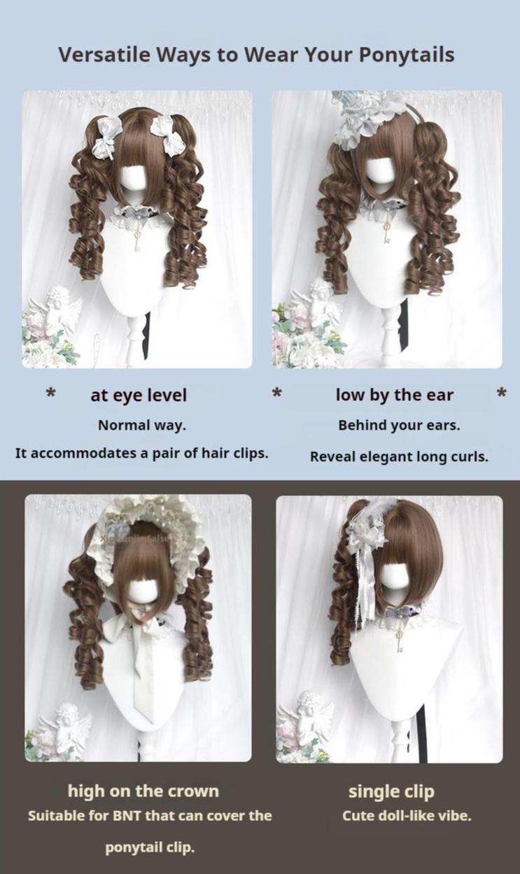 Sinwavy - Doll Like Lolita Wig - Detachable Curl Ponytails Wig