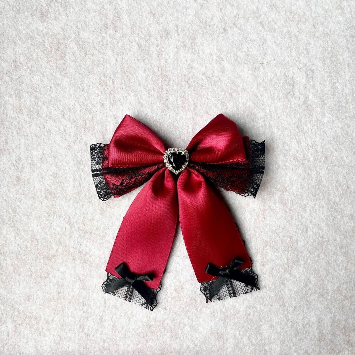 Handmade - Lace Tasseled Bow - Hair Clip or Brooch - detail view 5
