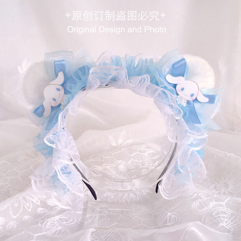Lolita Hair Accessories Blue Original Cute Bow Bear Ear Kc Headband 2022 New Japanese Lolita Hair Accessories