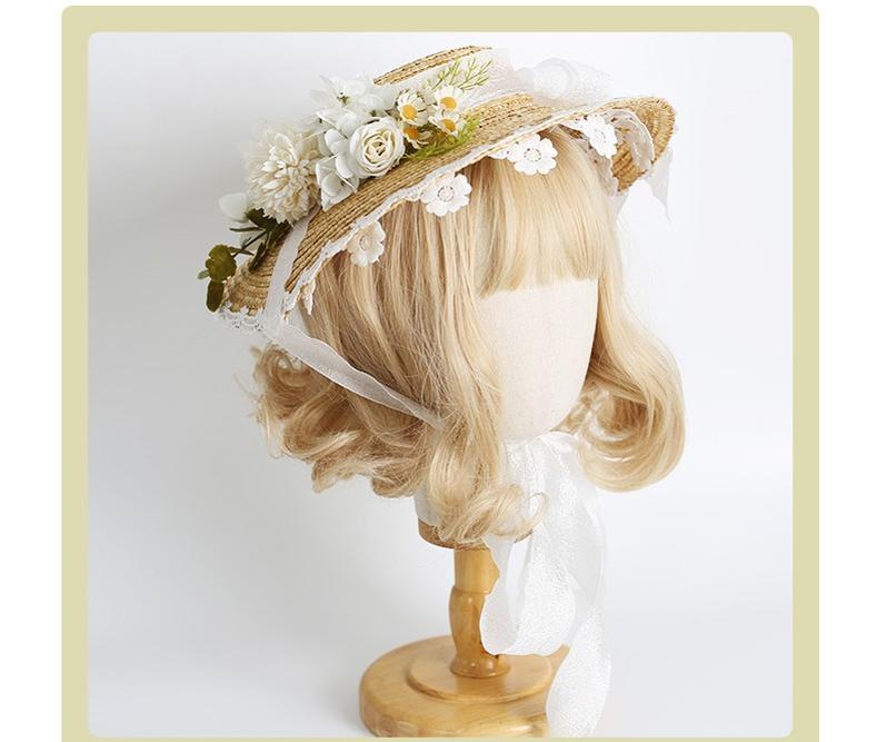 Xiaogui - Elegant Lolita Flower Bow Lace - Sunhat Headwear