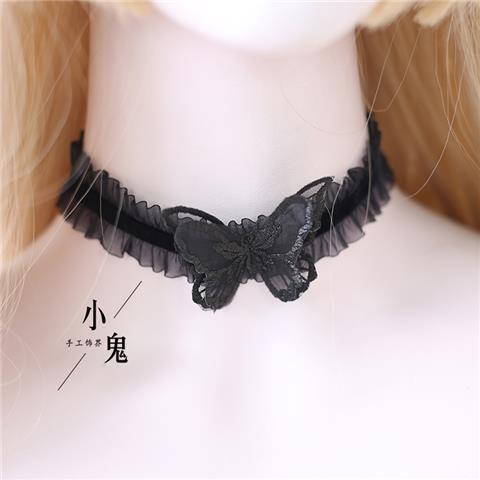 Miss Fula Lolita  Elegant Hairband Lolita Hairband Necklace White Wedding Black Hat