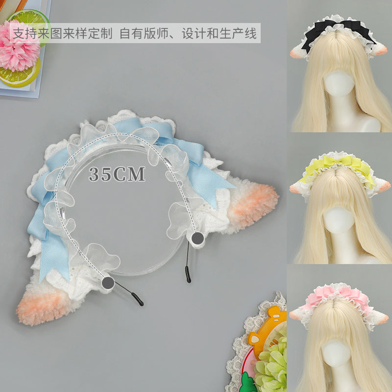 Lolita KC Little Sheep Ear Headband Comic Exhibition Party Maid Style Costume Props Maid Cosplay Sheep Ear Hair Accessories