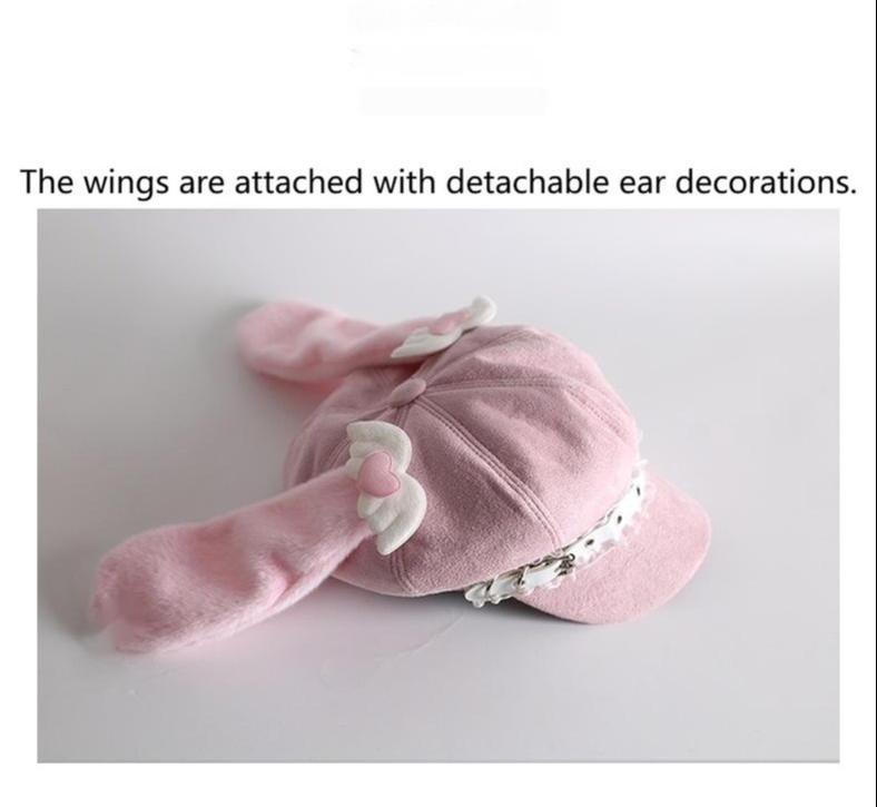 Xiaogui - Kawaii Lolita Hat Daily Baseball - Cap with Detachable Ears Headwear