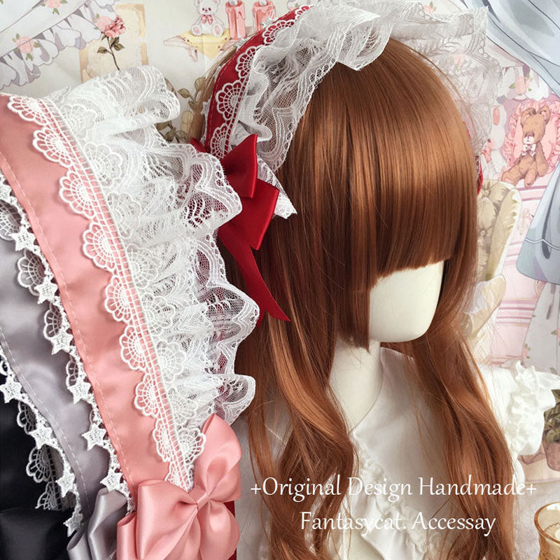 Japanese Retro Handmade Lolita Headband Lolita Style Lace Hair Accessory Sweet Versatile Dark Style KC Hair Ornament