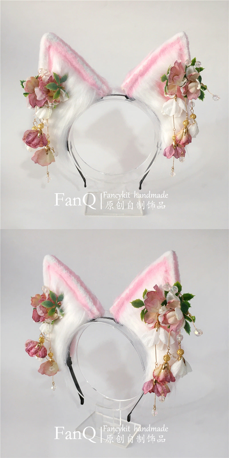 Lolita Fox Ears Bow KC Headband Fairy Bow Animal Ear Headwear Lolita Plush Ear Headband