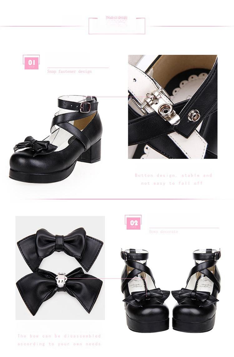 Angelic imprint - Sweet Lolita Shoes Round Toe Middle - Heel Shoes
