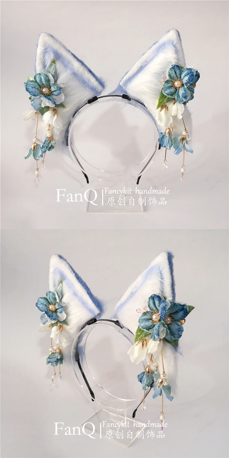 Lolita Fox Ears Bow KC Headband Fairy Bow Animal Ear Headwear Lolita Plush Ear Headband