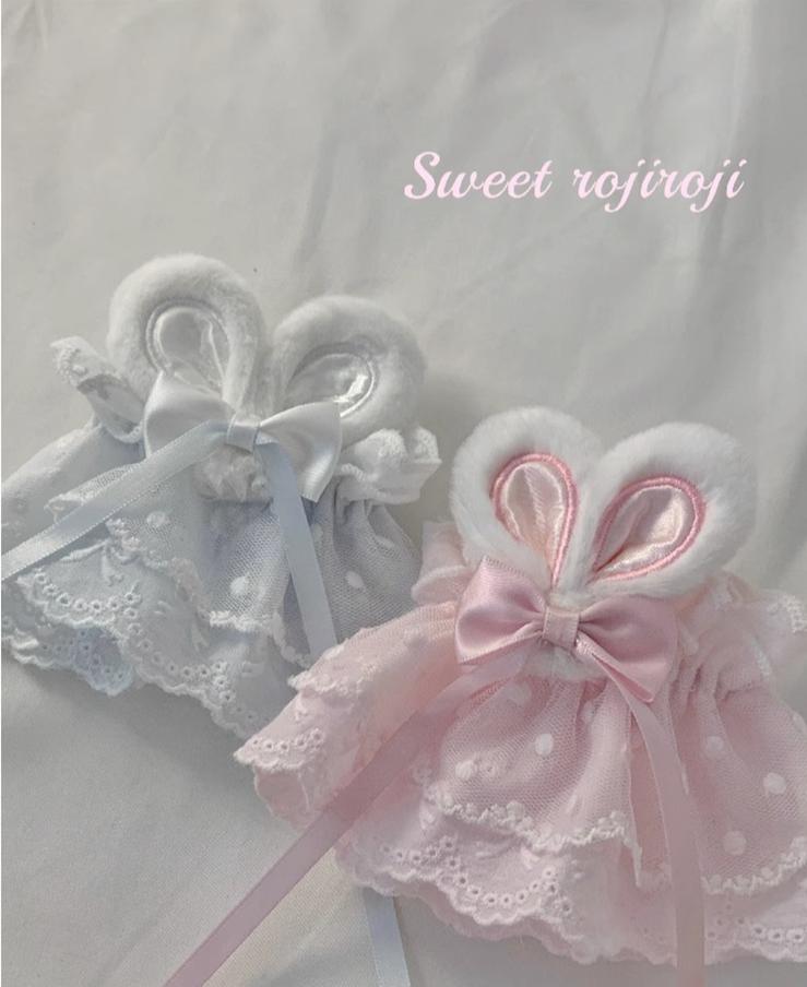 Roji Roji - Cute Lolita Bunny Ears Cuffs Lace - Summer Butterfly Hand Sleeves Hand Accessory