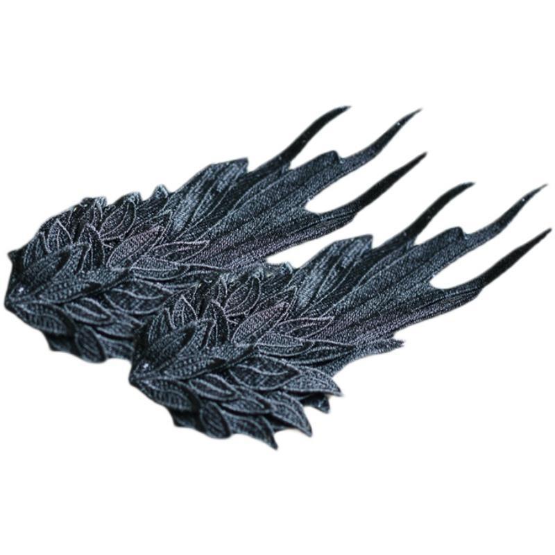 Original Design Angel Wings Lolita Feather Black and White Two-tone Embroidered Hair Clip Styling