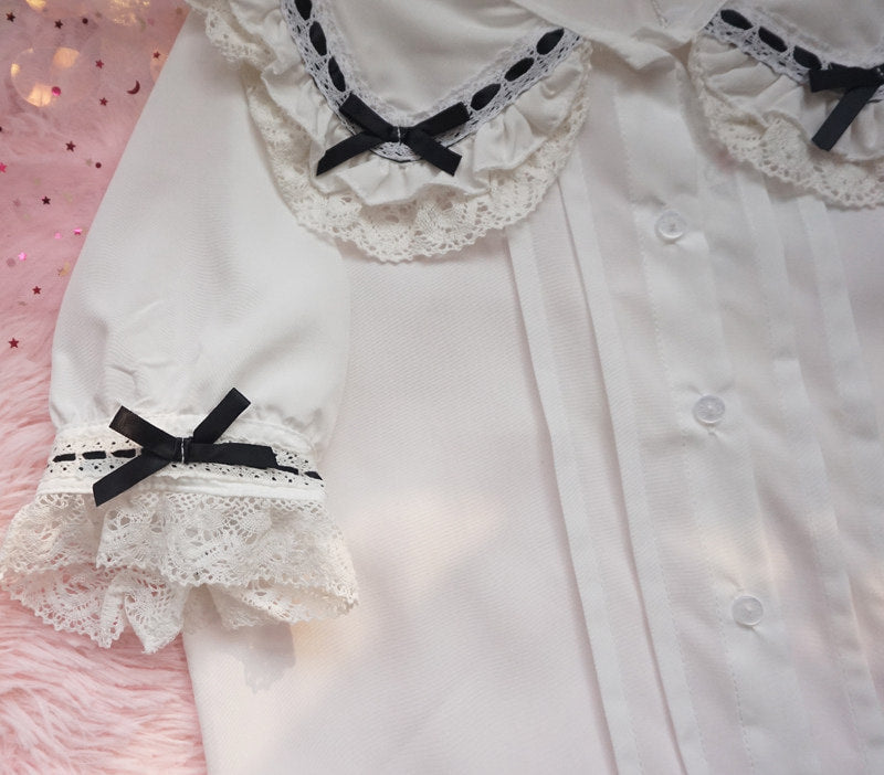 Tang Guo Jia Ribbon Collar blouse