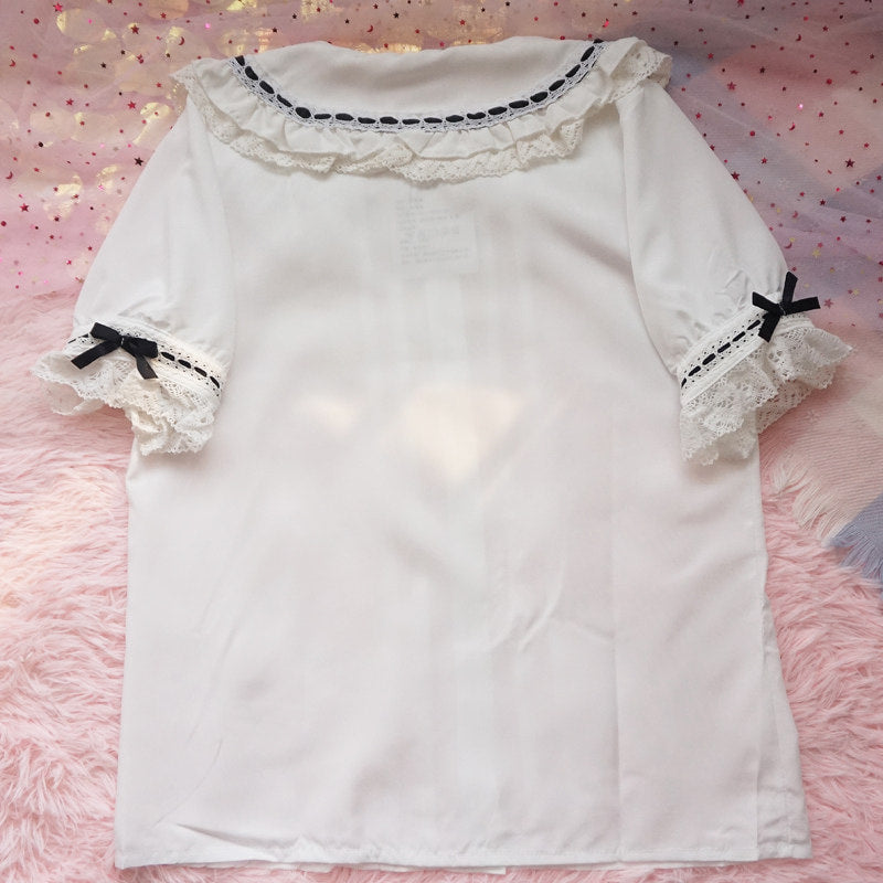 Tang Guo Jia Ribbon Collar blouse