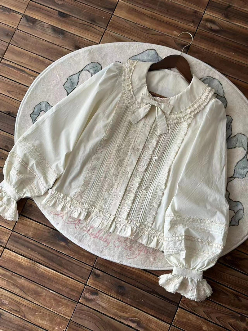 Mi Tao Sheng Xia Feng Qin Zhi Xia blouse - Ecru - Long Sleeve