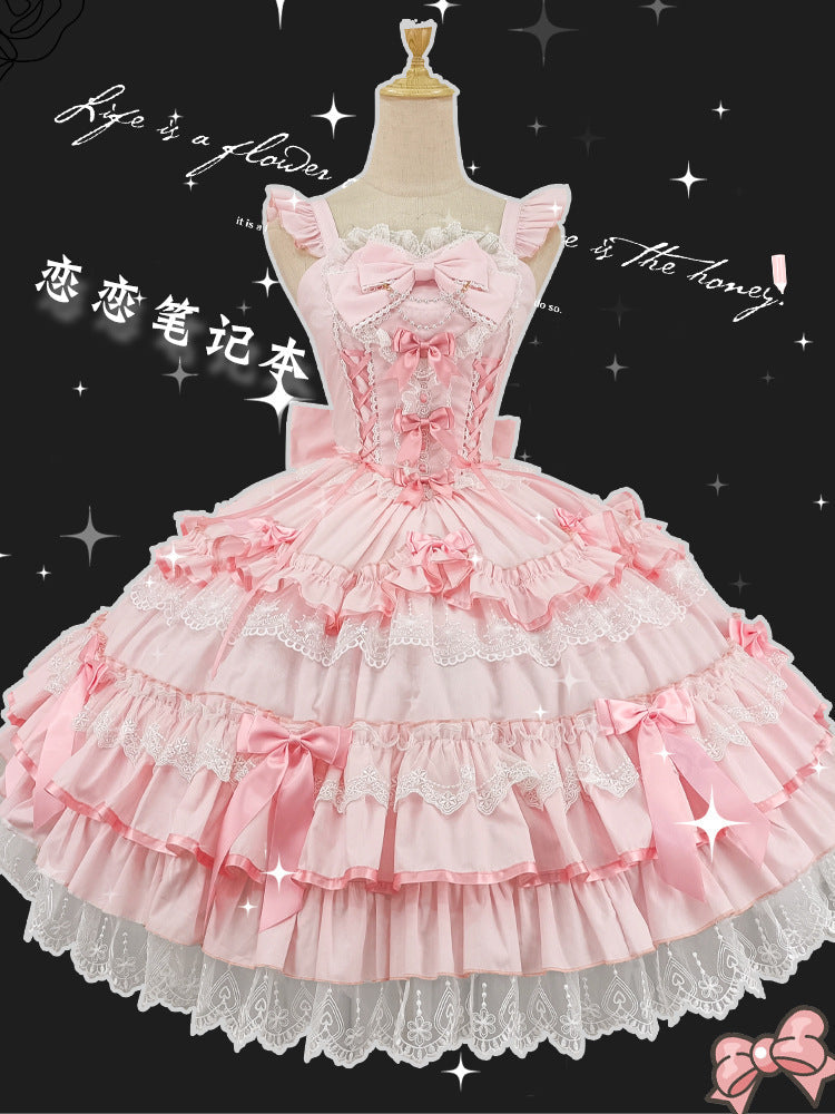 ZhiJinYuan - Love Notebook - Old School Lolita JSK Vintage Doll Tiered Dress - Lolita Fetch