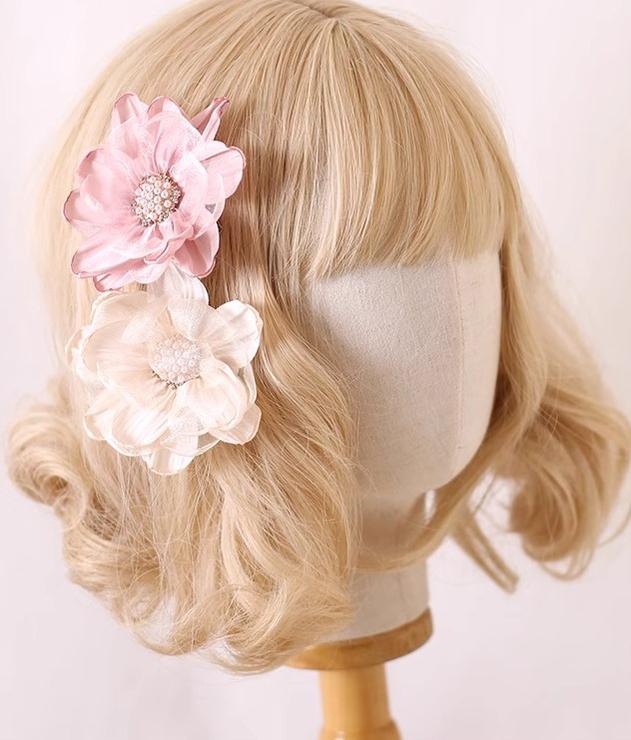 Xiaogui - Elegant Lolita Headdress Organza - Flower Hairpin Headwear