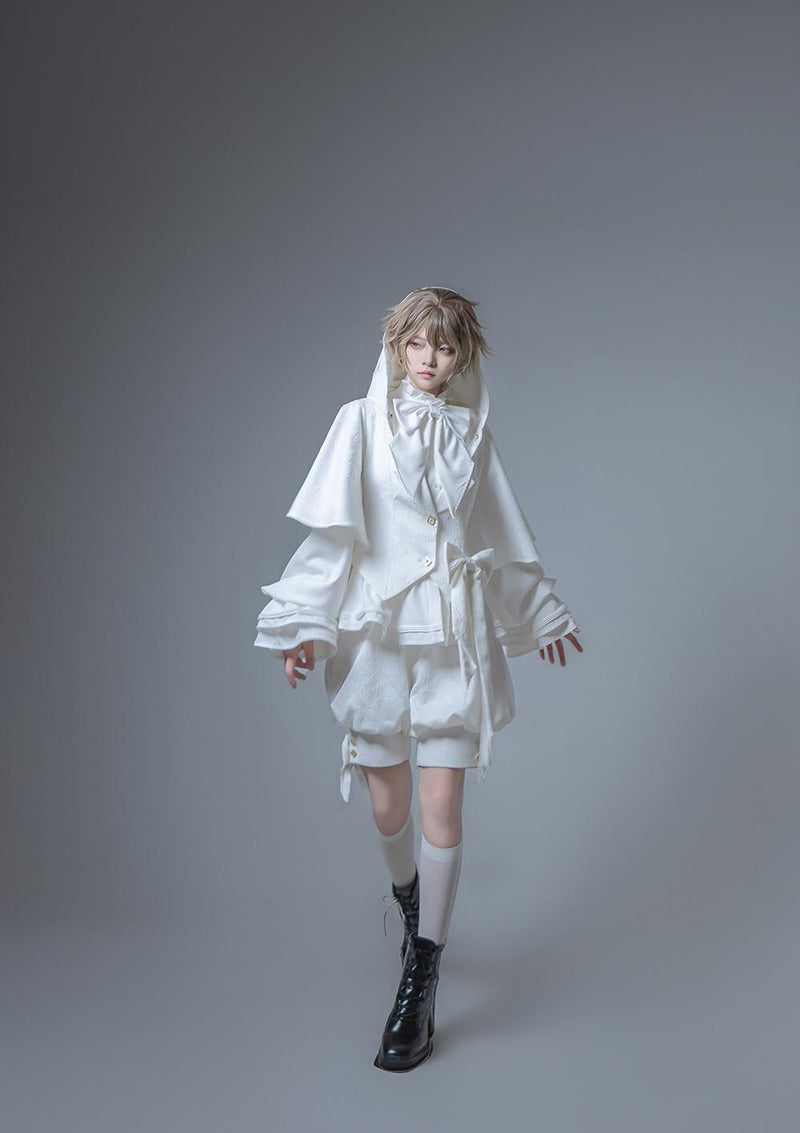 Princess Chronicles - Rabbit Hunting White Moonlight - White Ouji Lolita Jacket & Shorts Set