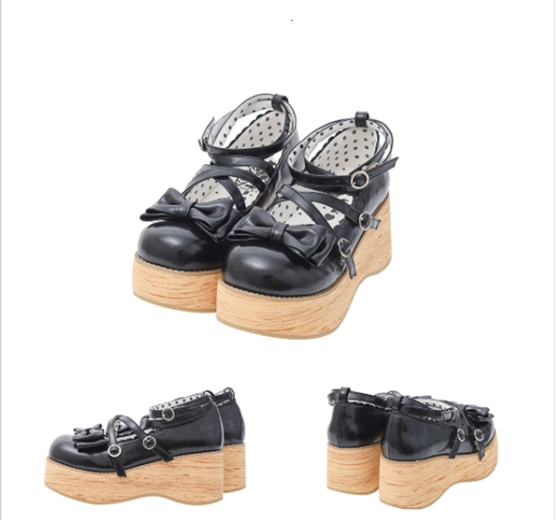 MODO - Round-Toe Platform - Sweet Lolita round-toe platform shoes with a bow - product detail 5