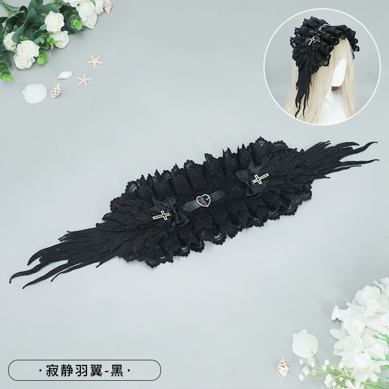 Gothic Dark Angel Wings Headband - Harajuku Subculture Punk Lolita Cosplay - Lolita Fetch