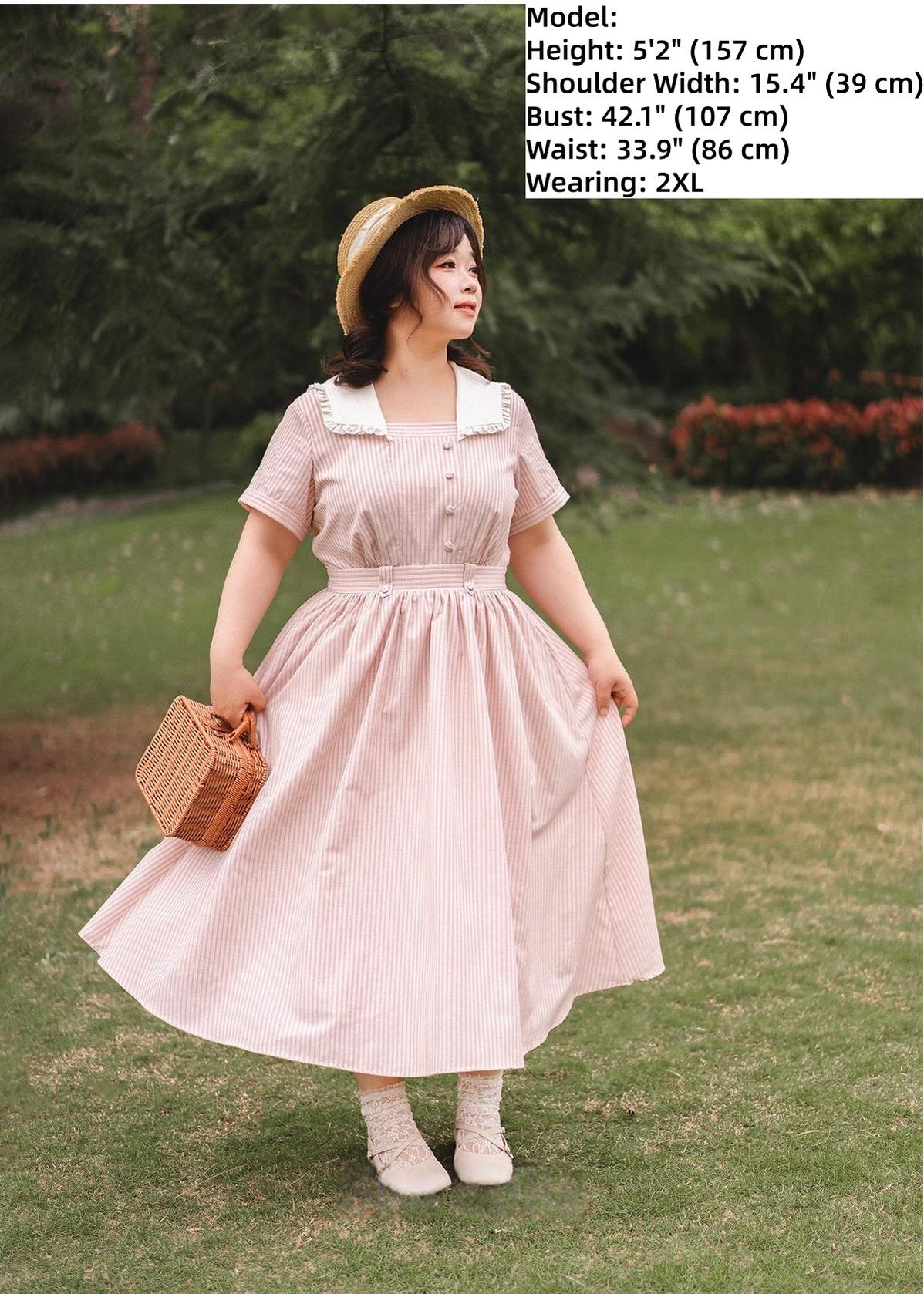 Forest Wardrobe - Endless Forest - Summer Striped Classic Lolita OP Dress, Short Sleeve