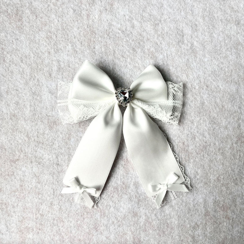 Handmade - Lace Tasseled Bow - Hair Clip or Brooch - detail view 21