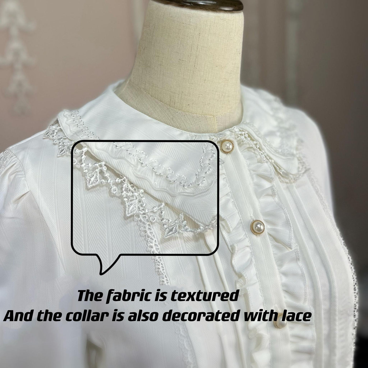 DMFS Lolita - Sweet Lolita Blouse Winter Doll - Collar Shirt Long Sleeve Fit Top Innerwear