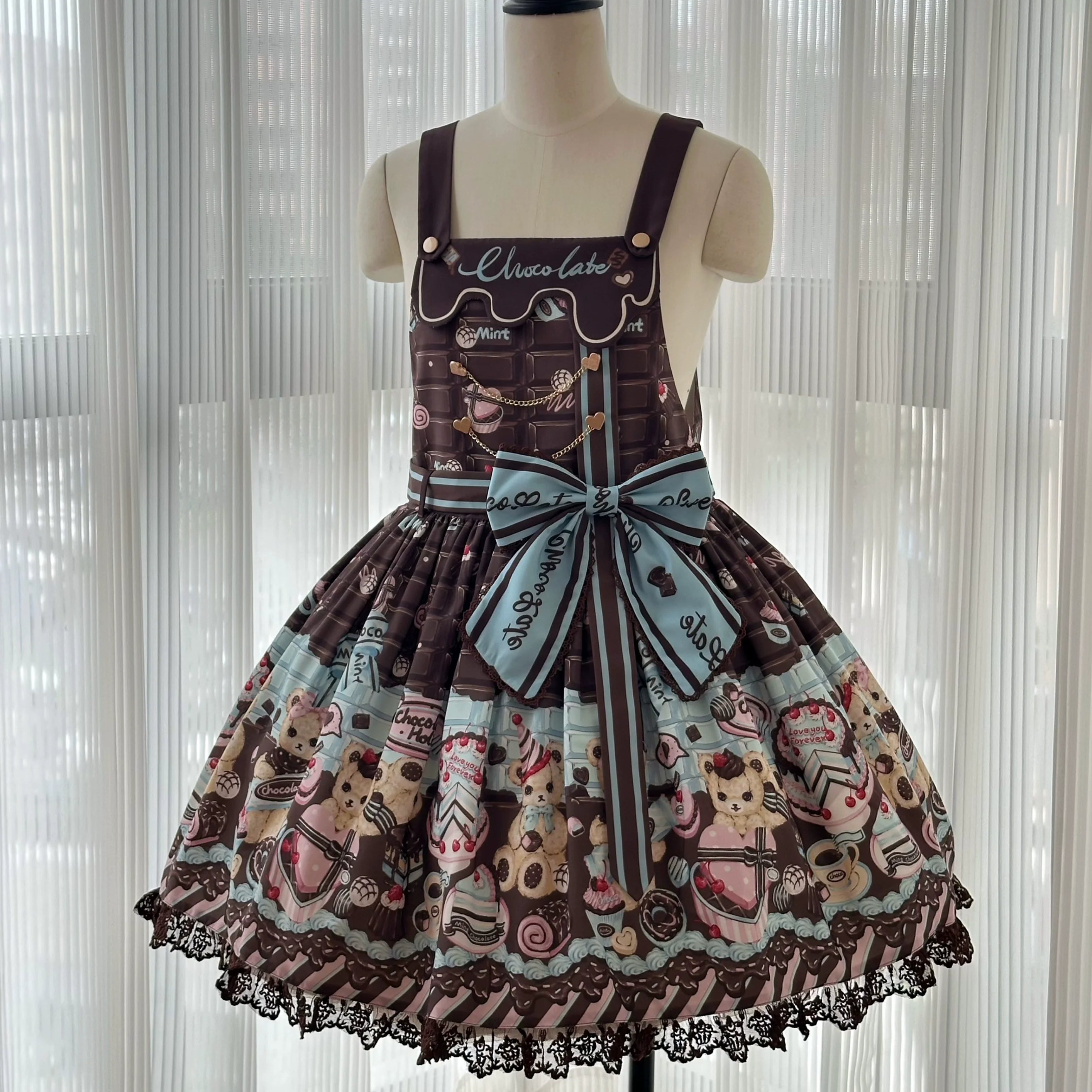 Sweet Dreams Baa Baa - Choco Bear-  High-Waist Suspender Lolita Dress