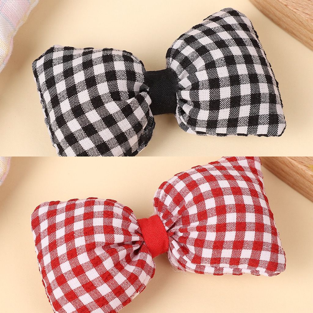 Handmade - Padded Gingham Bow - Brooch or Craft Accent - detail view 9
