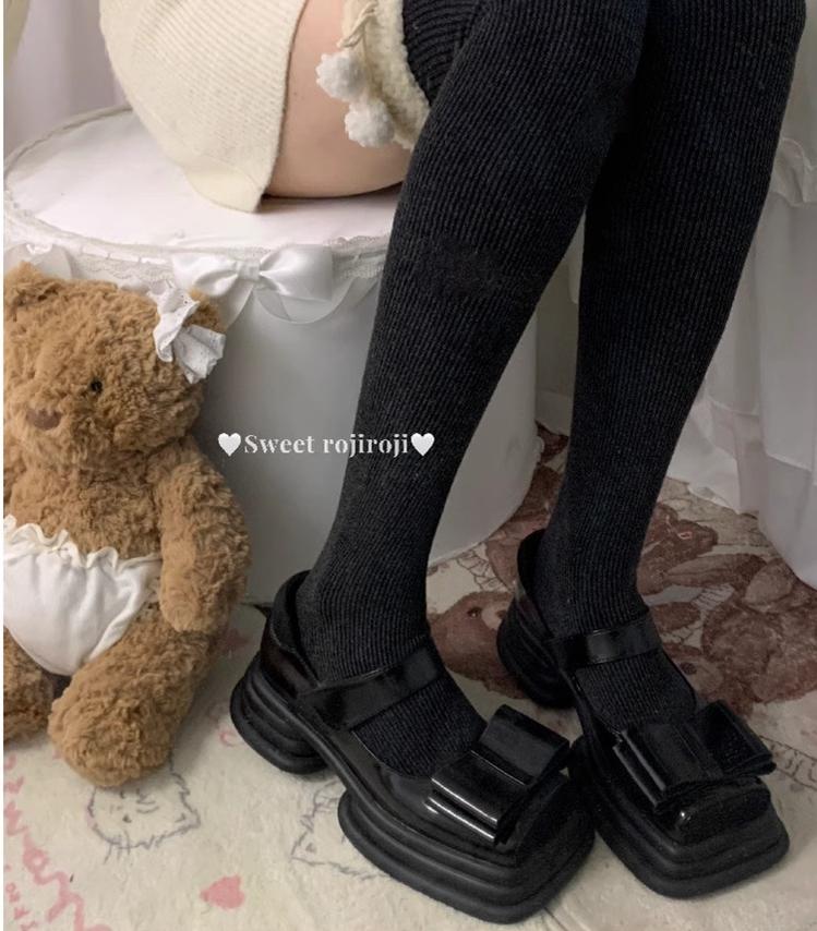 Roji Roji - Winter Fuzzy Ball Lolita Socks Over - Knee Thick Socks Socks