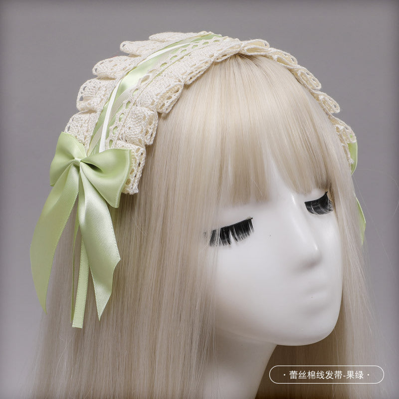 Cute Ribbon Japanese Lolita Maid Headwear Lolita Headband Cosplay Bunny Ears Lace