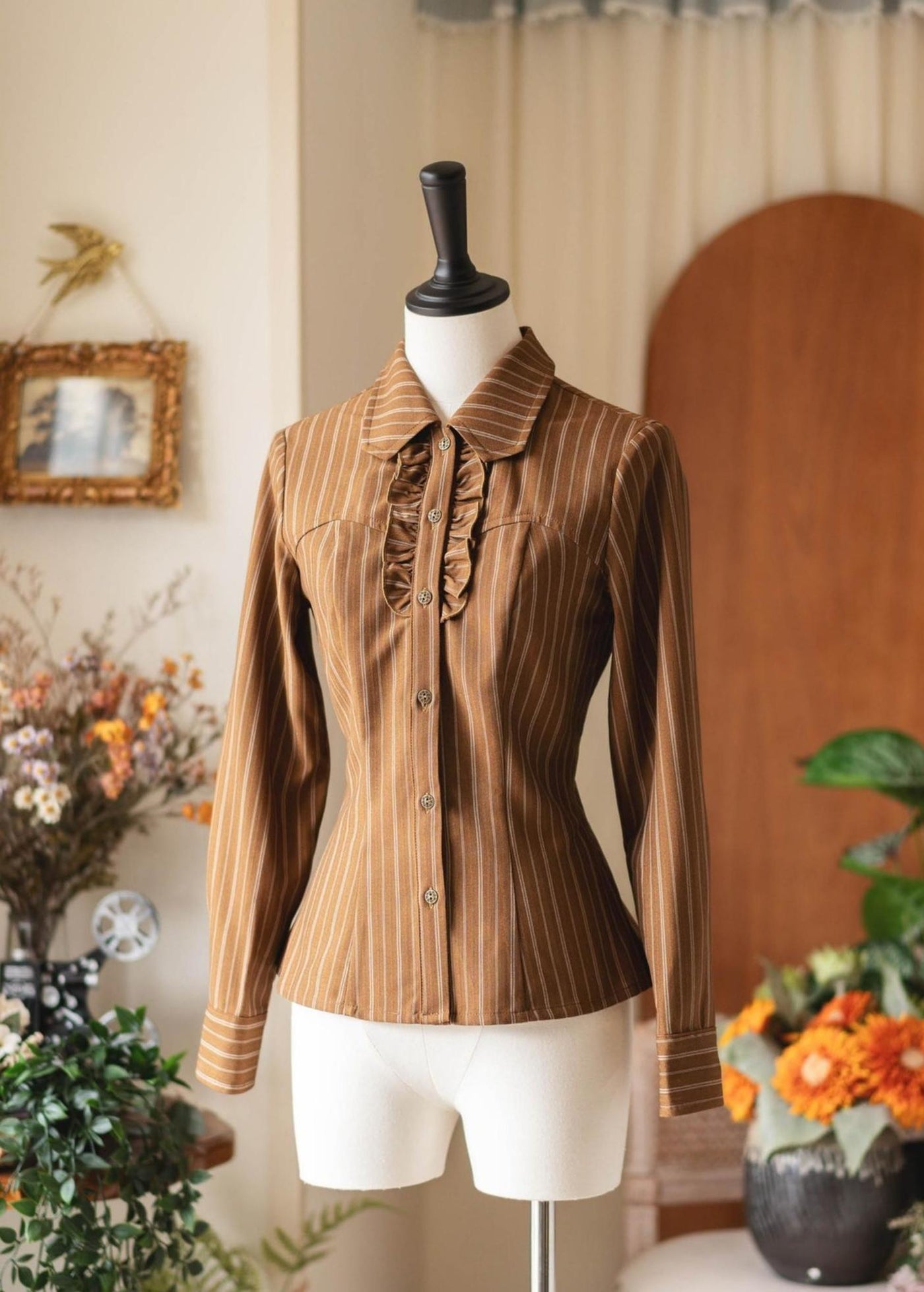 Forest Wardrobe - Forest Ode - Classic Lolita Striped Shirt, Detachable Bow Tie