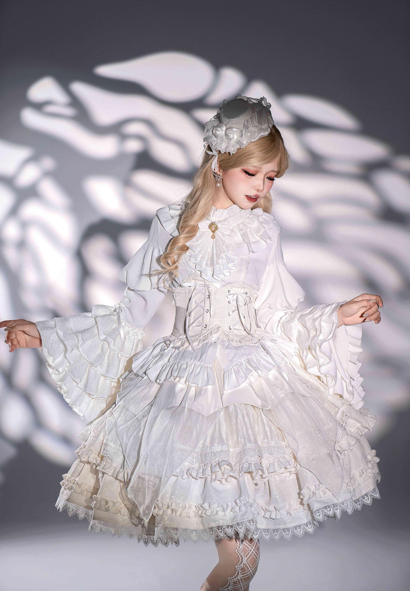 DMFS Lolita - Good and Evil Angel - Gothic Lolita SK Set, Retro Princess Sleeve Blouse
