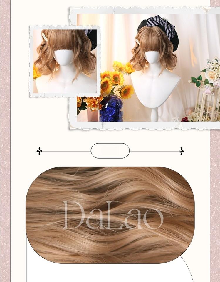 Dalao Home - Kawaii Short Curly Lolita Wig with - Bangs Wig