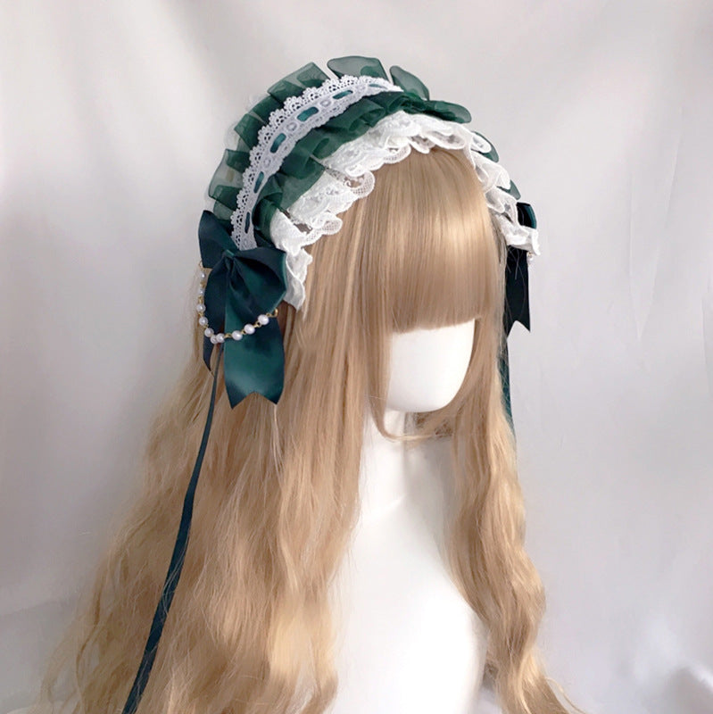 Soft Girl Lolita Headband Lace Hair Clip Lolita Sweet KC Bow Hair Accessory Lolita Headband Snow White Princess