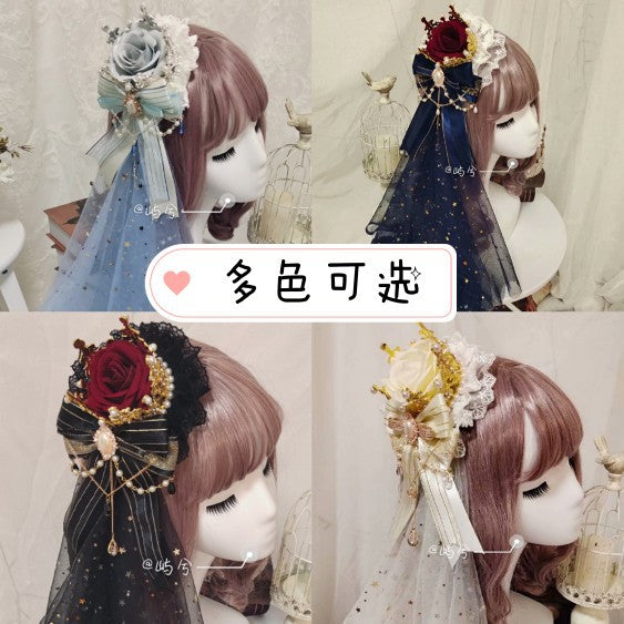 Original Lolita Crown Handmade Hair Accessory Gorgeous Hanamaru Shirayukihime Tea Party Lolita Hair Ornament Elegant Bridal