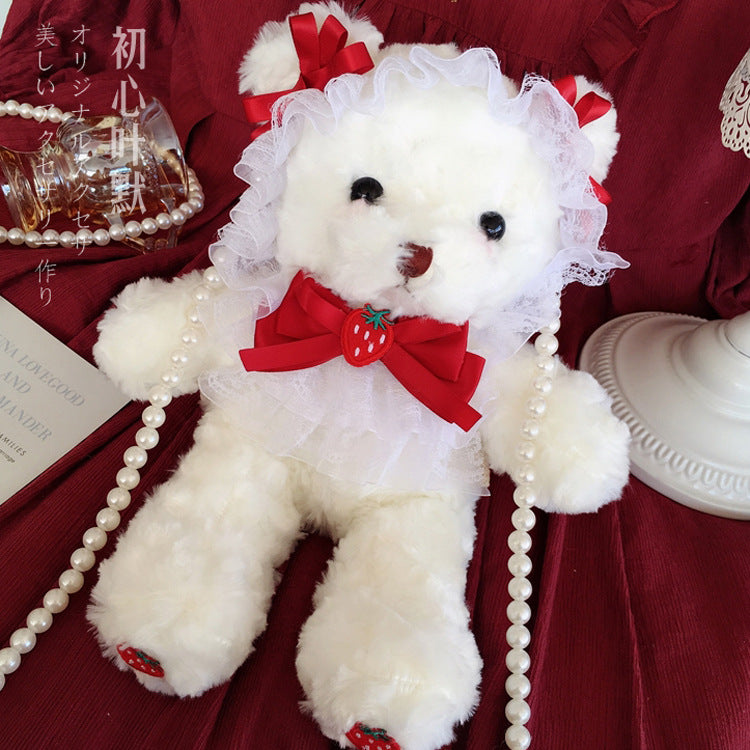 Christmas Original Bear Bag Lolita Handmade Bag JK Bag Plush Bag Cute Soft Girl Shoulder Crossbody Bag Can Hold Phone