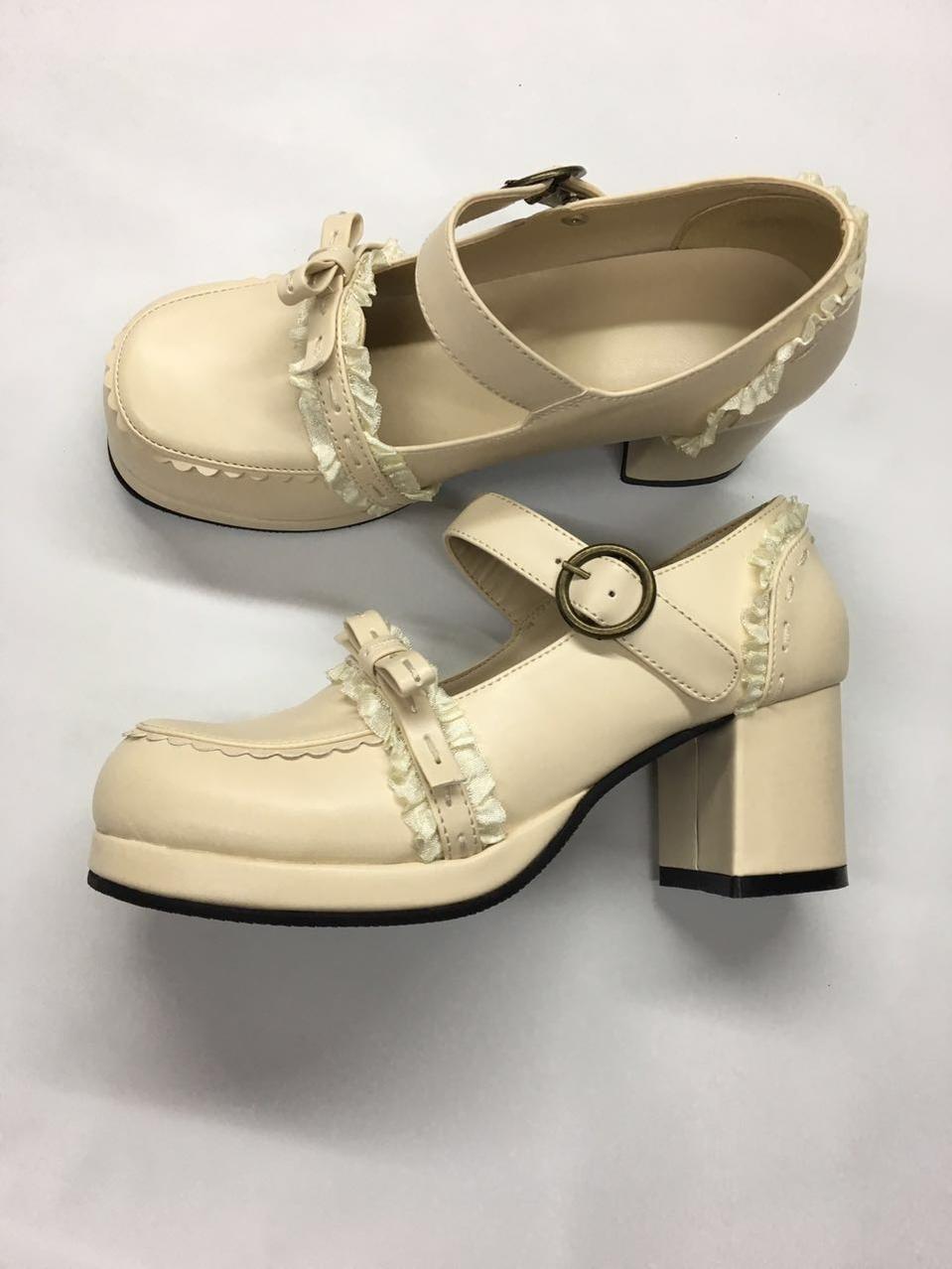 The Seventh Sense - Bow Lace - Lolita Shoes with a square toe - product detail 10